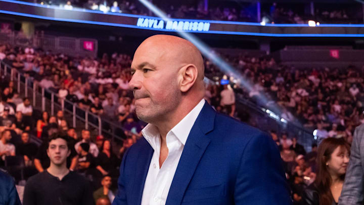 Apr 13, 2024; Las Vegas, Nevada, USA; UFC president Dana White during UFC 300 at T-Mobile Arena. Mandatory Credit: Mark J. Rebilas-Imagn Images