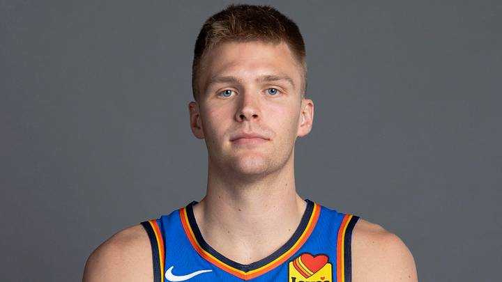 Sep 28, 2026; Oklahoma City, OK, USA; Oklahoma City Thunder guard Bennett Stirtz (14) poses for a photo during Oklahoma City Thunder Media Day at Paycom Center. Mandatory Credit: Alonzo Adams-Imagn Images