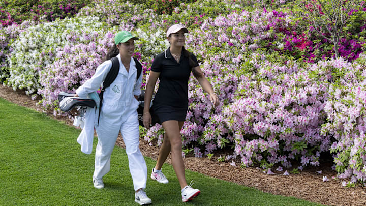 Shown here walking the fairways of Augusta National, Oregon's Kiara Romero won medalist's honors at the Big Ten Championship with a 7-under par 209 at the three-day tournament.