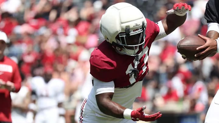 Alabama Running Back Traeshawn Brown (17) in action against A-Day at Bryant-Denny Stadium in Tuscaloosa, AL on Saturday, Apr 11, 2026.