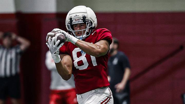 Alabama Tight End Kaleb Edwards (81) at Aug. 16 Fall Practice Alabama Tight End Kaleb Edwards (81) at Aug. 16 Fall Practice
