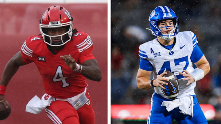 Utah quarterback Devon Dampier (Rob Gray-Imagn Images) and BYU quarterback Bear Bachmeier (BYU Photo)