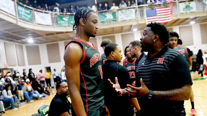 Ahmad Hudson gets advice as Ruston plays Calvary on Tuesday, January 6, 2026, at Calvary Baptist Academy.
