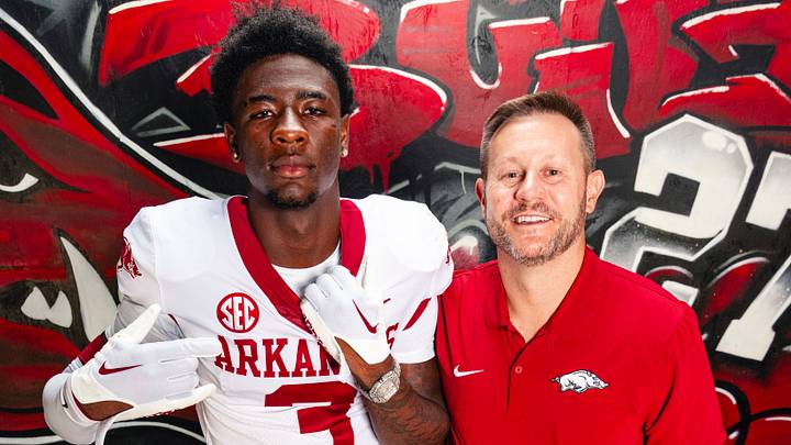 Arkansas 4-star wide receiver target Alvin Mosley with new Razorbacks coach Ryan Silverfield during an official visit June 20. Arkansas 4-star wide receiver target Alvin Mosley with new Razorbacks coach Ryan Silverfield during an official visit June 20.