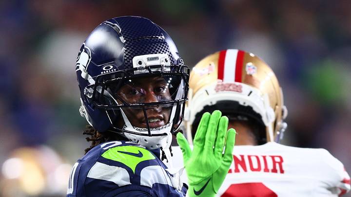 Seattle Seahawks wide receiver Rashid Shaheed after a first-down reception 