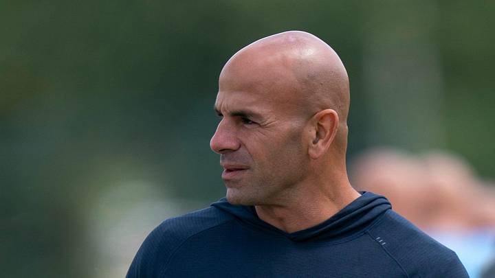Tennessee Titans coach Robert Saleh takes in drills during the Titans Rookie Camp Day 1 at Vanderbilt Health Football Center in Nashville, Tenn., Friday, May 1, 2026.