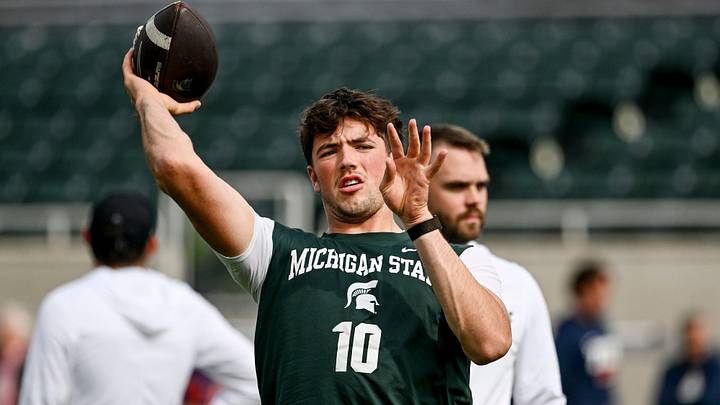 Michigan State’s Kayd Coffman warms up before the football game against Illinois on Saturday, Oct. 10, 2026, at Spartan Stadium in East Lansing. Michigan State’s Kayd Coffman warms up before the football game against Illinois on Saturday, Oct. 10, 2026, at Spartan Stadium in East Lansing.