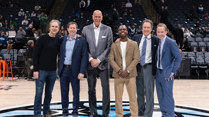 From left to right: Chad Hartman, Alan Horton, Jim Petersen, Michael Grady, Kevin Harlan, Sean Grande. 