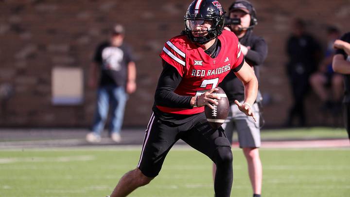 Texas Tech's Brendan Sorsby runs with the ball during the spring football game, Friday, April 17, 2026, at Jones AT&T Stadium.