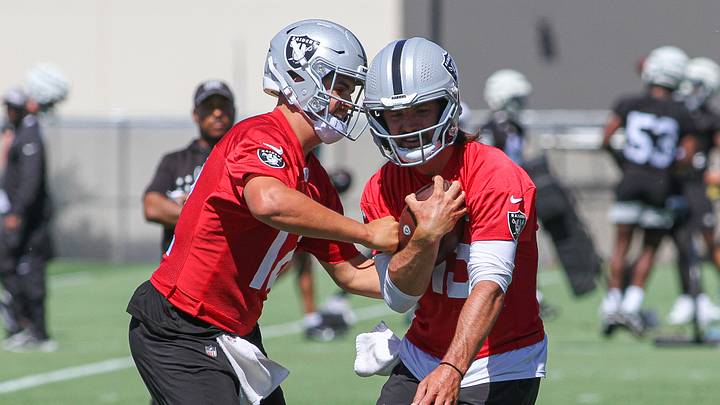 Las Vegas Raiders QBs Aidan O'Connell, Gardner Minshew Las Vegas Raiders QBs Aidan O'Connell, Gardner Minshew