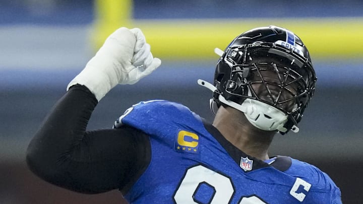 Indianapolis Colts defensive tackle DeForest Buckner (99) celebrates a play