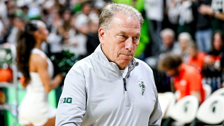 Michigan State's coach Tom Izzo heads to the locker room before the game against Bowling Green on Thursday, Oct. 23, 2025, at the Breslin Center in East Lansing.