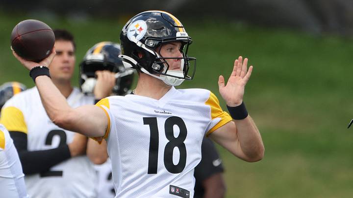 Jul 30, 2026; Latrobe, PA, USA; Pittsburgh Steelers quarterback Will Howard (18) participates in training camp drills at Saint Vincent College. Mandatory Credit: Charles LeClaire-Imagn Images Jul 30, 2026; Latrobe, PA, USA; Pittsburgh Steelers quarterback Will Howard (18) participates in training camp drills at Saint Vincent College. Mandatory Credit: Charles LeClaire-Imagn Images