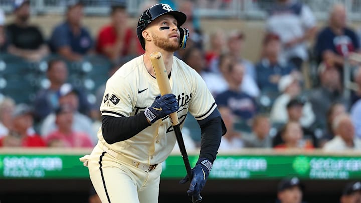 Minnesota Twins catcher Ryan Jeffers had perhaps the dumbest play of the year in a 8-5 loss to the Miami Marlins. Mandatory Credit: Matt Krohn-Imagn Images