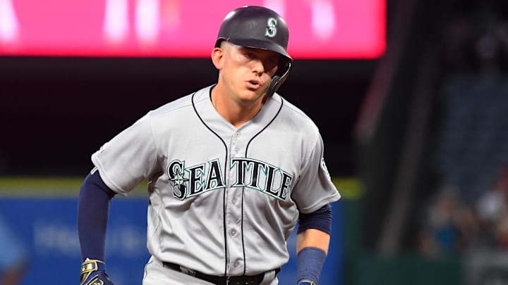 Seattle Mariners first baseman Ryon Healy runs after hitting a home run against the Los Angeles Angels on April 18, 2019, at Angel Stadium.