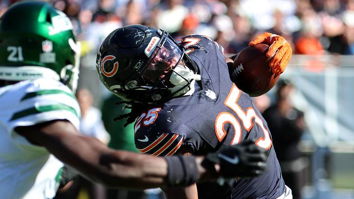 Chicago Bears RB Kyle Monangai runs with the ball at Soldier Field. Mandatory Credit: Mike Dinovo-Imagn Images Chicago Bears RB Kyle Monangai runs with the ball at Soldier Field. Mandatory Credit: Mike Dinovo-Imagn Images