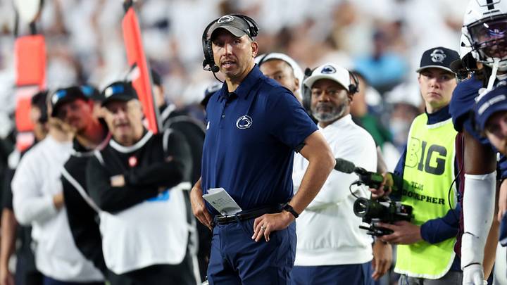 Penn State Nittany Lions head coach Matt Campbell looks on from the sideline against the Wisconsin Badgers at Beaver Stadium. Penn State Nittany Lions head coach Matt Campbell looks on from the sideline against the Wisconsin Badgers at Beaver Stadium.