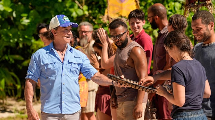 “Go Kick Rocks, Bro” – An unexpected shakeup shifts the castaways’ game trajectories in an all-new direction. Teammates must rely on one another to succeed in a grueling immunity and reward challenge. Then, a wild goose chase unfolds to reinstate one castaway’s vote after the discovery of a beware advantage, on SURVIVOR, Wednesday, Oct. 15 Photo: Robert Voets/CBS ©2025 CBS Broadcasting, Inc. All Rights Reserved.