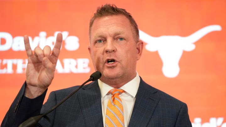 University of Texas baseball coach Jim Schlossnagle speaks at his introductory news conference at the Frank Denius Family University Hall of Fame Wednesday June 26, 2024.