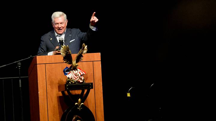 College football coach Mack Brown was the featured speaker at the 15th Annual Radiance Technologies Independence Bowl Kickoff Dinner, Monday evening, August 18, 2025, at the Shreveport Convention Center. College football coach Mack Brown was the featured speaker at the 15th Annual Radiance Technologies Independence Bowl Kickoff Dinner, Monday evening, August 18, 2025, at the Shreveport Convention Center.
