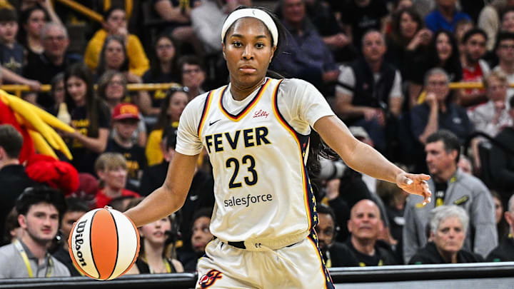 May 4, 2025; Iowa City, IA, USA; Indiana Fever guard Bree Hall (23) controls the ball against the Brazil National Team during the fourth quarter at Carver-Haweye Arena. Mandatory Credit: Jeffrey Becker-Imagn Images May 4, 2025; Iowa City, IA, USA; Indiana Fever guard Bree Hall (23) controls the ball against the Brazil National Team during the fourth quarter at Carver-Haweye Arena. Mandatory Credit: Jeffrey Becker-Imagn Images