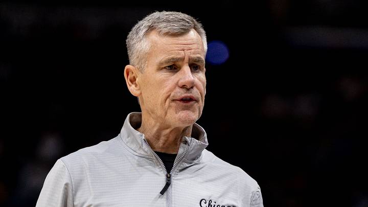 Nov 24, 2025; New Orleans, Louisiana, USA;  Chicago Bulls Head Coach Billy Donovan looks on against the New Orleans Pelicans during the second half at Smoothie King Center. Mandatory Credit: Stephen Lew-Imagn Images