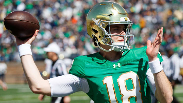 Notre Dame quarterback Steve Angeli during the Notre Dame Blue-Gold spring football game at Notre Dame Stadium on Saturday, April 12, 2025, in South Bend.