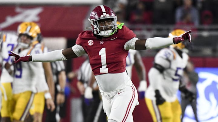 Nov 4, 2023; Tuscaloosa, Alabama, USA;  Alabama Crimson Tide defensive back Kool-Aid McKinstry (1).