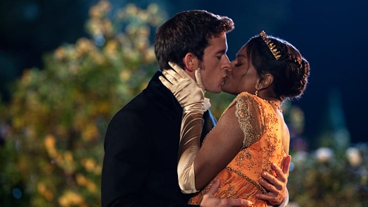 Bridgerton. (L to R) Jonathan Bailey as Anthony Bridgerton, Simone Ashley as Kate Sharma in episode 208 of Bridgerton. Cr. Colin Hutton/Netflix © 2022