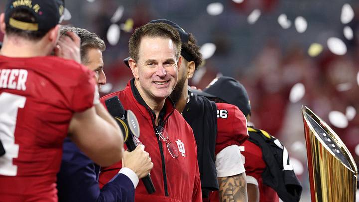 Jan 19, 2026; Miami Gardens, FL, USA; Indiana Hoosiers head coach Curt Cignetti reacts after the College Football Playoff National Championship game at Hard Rock Stadium. Mandatory Credit: Nathan Ray Seebeck-Imagn Images Jan 19, 2026; Miami Gardens, FL, USA; Indiana Hoosiers head coach Curt Cignetti reacts after the College Football Playoff National Championship game at Hard Rock Stadium. Mandatory Credit: Nathan Ray Seebeck-Imagn Images