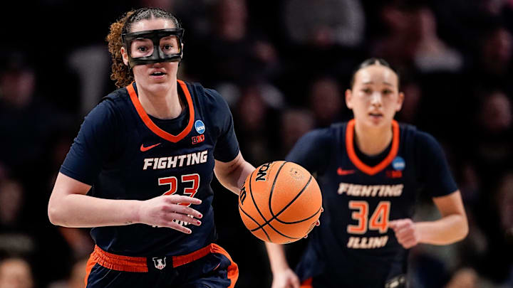 Illinois forward Berry Wallace (23) brings the ball up the court against Vanderbilt during the second half of a second round NCAA college basketball tournament game at Memorial Gym in Nashville, Tenn., Monday, March 23, 2026.