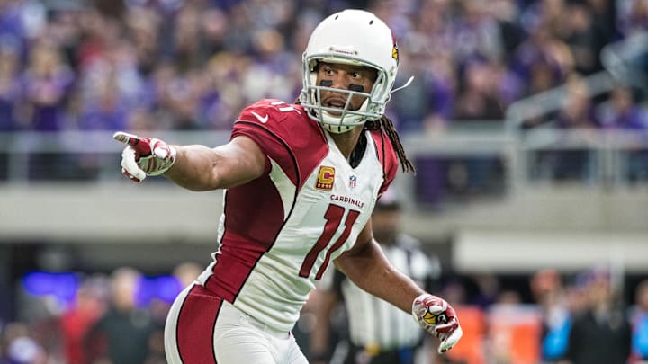 Nov 20, 2016; Minneapolis, MN, USA; Arizona Cardinals wide receiver Larry Fitzgerald (11) against the Minnesota Vikings at U.S. Bank Stadium. The Vikings defeated the Cardinals 30-24. Mandatory Credit: Brace Hemmelgarn-Imagn Images