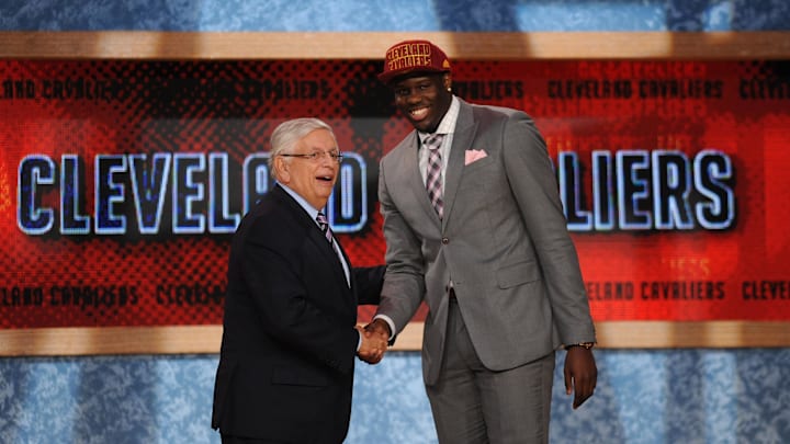 Anthony Bennett shakes hands with NBA commissioner David Stern after being with the No. 1 pick to the Cleveland Cavaliers during the 2013 NBA Draft.