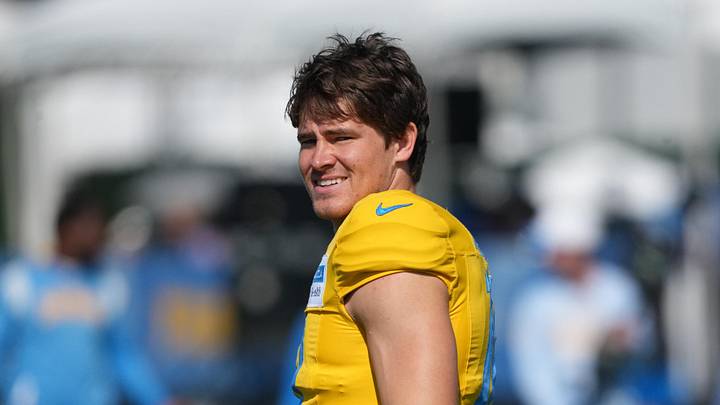Aug 7, 2025; El Segundo, CA, USA; Los Angeles Chargers quarterback Justin Herbert (10) reacts during training camp at The Bolt. Mandatory Credit: Kirby Lee-Imagn Images Aug 7, 2025; El Segundo, CA, USA; Los Angeles Chargers quarterback Justin Herbert (10) reacts during training camp at The Bolt. Mandatory Credit: Kirby Lee-Imagn Images