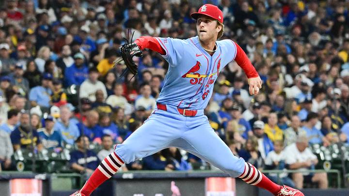 Sep 26, 2026; Milwaukee, Wisconsin, USA;  St. Louis Cardinals starting pitcher Quinn Mathews (60) throws a pitch in the first inning against the Milwaukee Brewers at American Family Field.  Mandatory Credit: Benny Sieu-Imagn Images