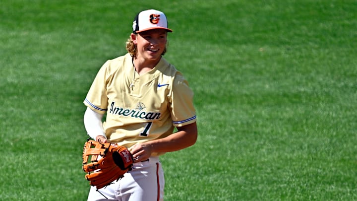 SiriusXM All-Star Futures Game: Orioles prospect Jackson Holliday standing at shortstop
