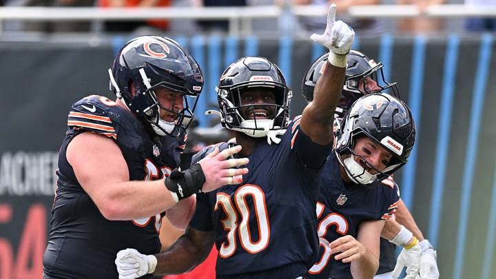 Chicago Bears running back Coleman Bennett (30) reacts after scoring a touchdown against the Cleveland Browns during the second half at Soldier Field. Chicago Bears running back Coleman Bennett (30) reacts after scoring a touchdown against the Cleveland Browns during the second half at Soldier Field.