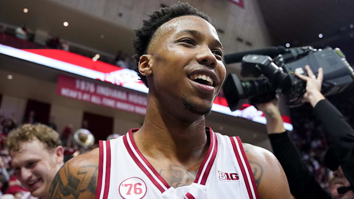 Indiana Hoosiers guard Nick Dorn (7) celebrates after defeating the Purdue Boilermakers at Simon Skjodt Assembly Hall. 