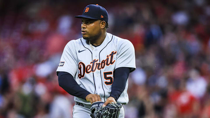 Framber Valdez walks off the field at the end of the third inning in the game against the Cincinnati Reds