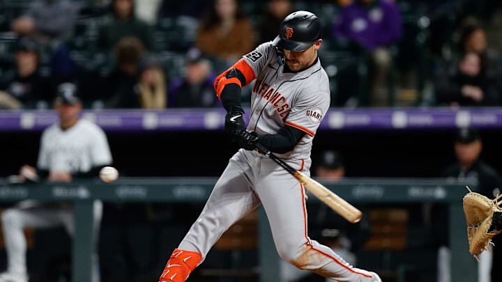 May 7, 2024; Denver, Colorado, USA; San Francisco Giants left fielder Michael Conforto. May 7, 2024; Denver, Colorado, USA; San Francisco Giants left fielder Michael Conforto.