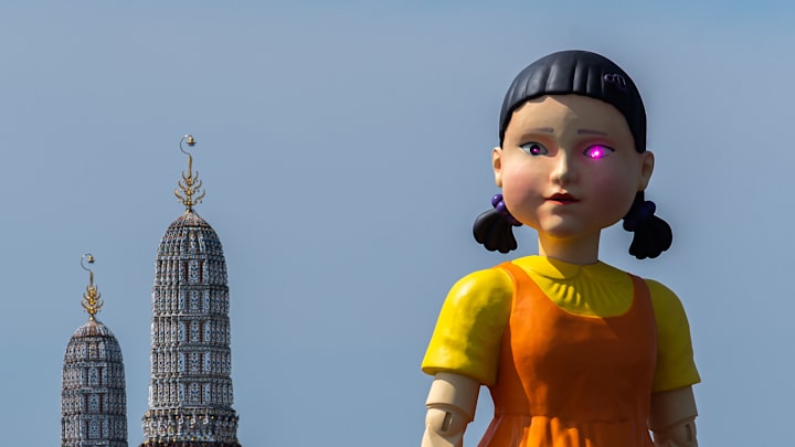 A 12 meter-tall statue of Young-hee, the iconic doll from...