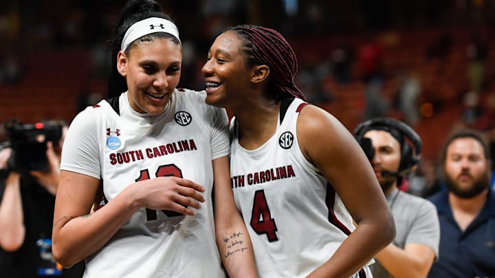Aliyah Boston and Kamilla Cardoso when they both were part of the South Carolina basketball program
