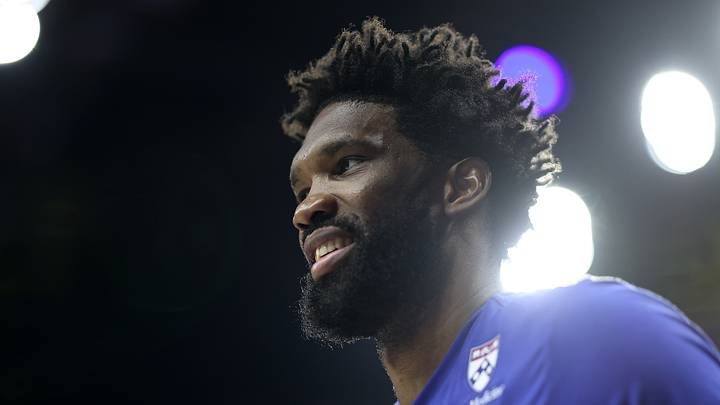 Oct 16, 2026; Philadelphia, Pennsylvania, USA; Philadelphia 76ers center Joel Embiid  before a game against the Boston Celtics at Xfinity Mobile Arena. 