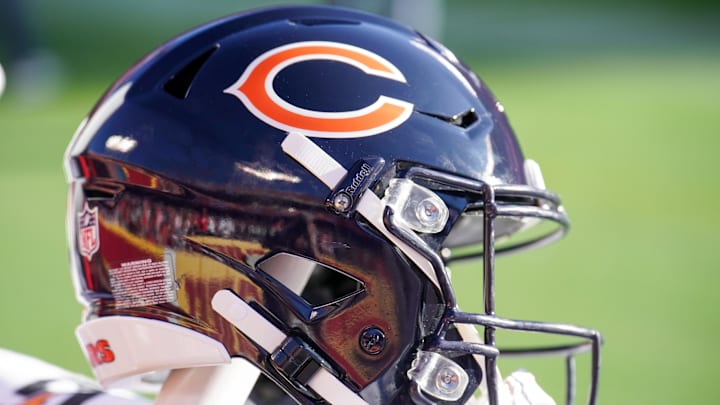 Sep 24, 2023; Kansas City, Missouri, USA; A general view of a Chicago Bears helmet against the Kansas City Chiefs during the game at GEHA Field at Arrowhead Stadium. Mandatory Credit: Denny Medley-Imagn Images Sep 24, 2023; Kansas City, Missouri, USA; A general view of a Chicago Bears helmet against the Kansas City Chiefs during the game at GEHA Field at Arrowhead Stadium. Mandatory Credit: Denny Medley-Imagn Images
