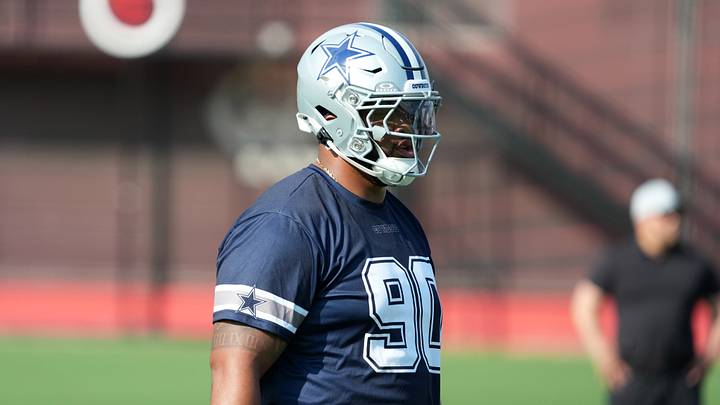 Dallas Cowboys defensive tackle Jonathan Bullard (90) during practice at the Clube de Regatas do Flamengo training ground. Dallas Cowboys defensive tackle Jonathan Bullard (90) during practice at the Clube de Regatas do Flamengo training ground.