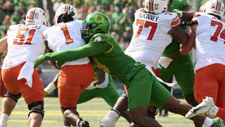 He's been a steady contributor on a loaded defensive line, but Duck defensive end Blake Purchase just signed a new deal with Ole Miss in the SEC.