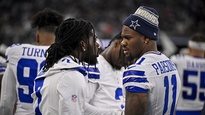 Dallas Cowboys cornerback Trevon Diggs and defensive end Micah Parsons during the game between the Dallas Cowboys and the Baltimore Ravens at AT&T Stadium. Dallas Cowboys cornerback Trevon Diggs and defensive end Micah Parsons during the game between the Dallas Cowboys and the Baltimore Ravens at AT&T Stadium.