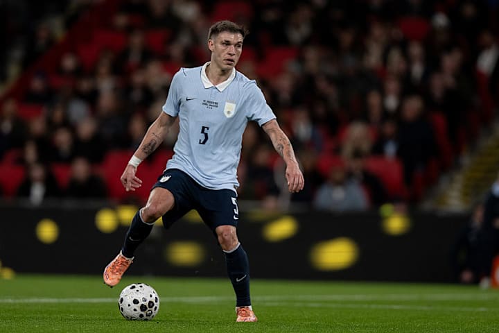 Manuel Ugarte playing for Uruguay Manuel Ugarte playing for Uruguay