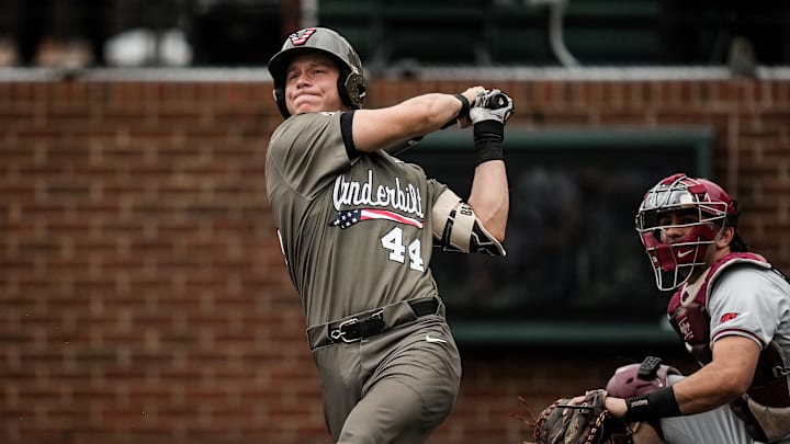 Vanderbilt catcher Colin Barczi drove in the game-winning run Tuesday night against Lipscomb.