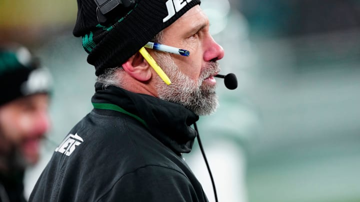 Former New York Jets Interim Head Coach Jeff Ulbrich is shown on the sideline.